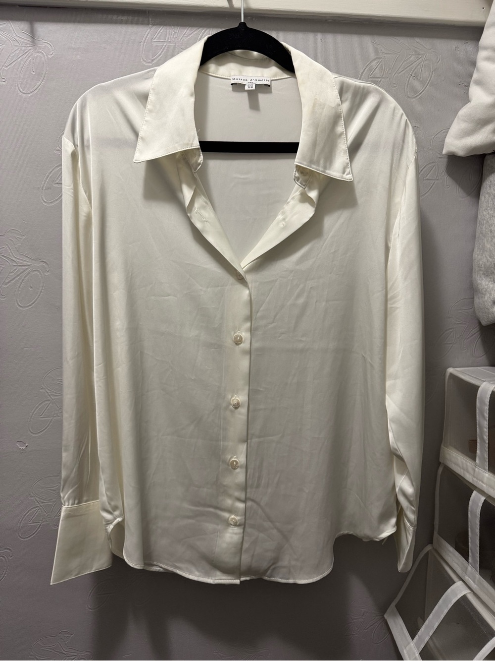 White satin button down